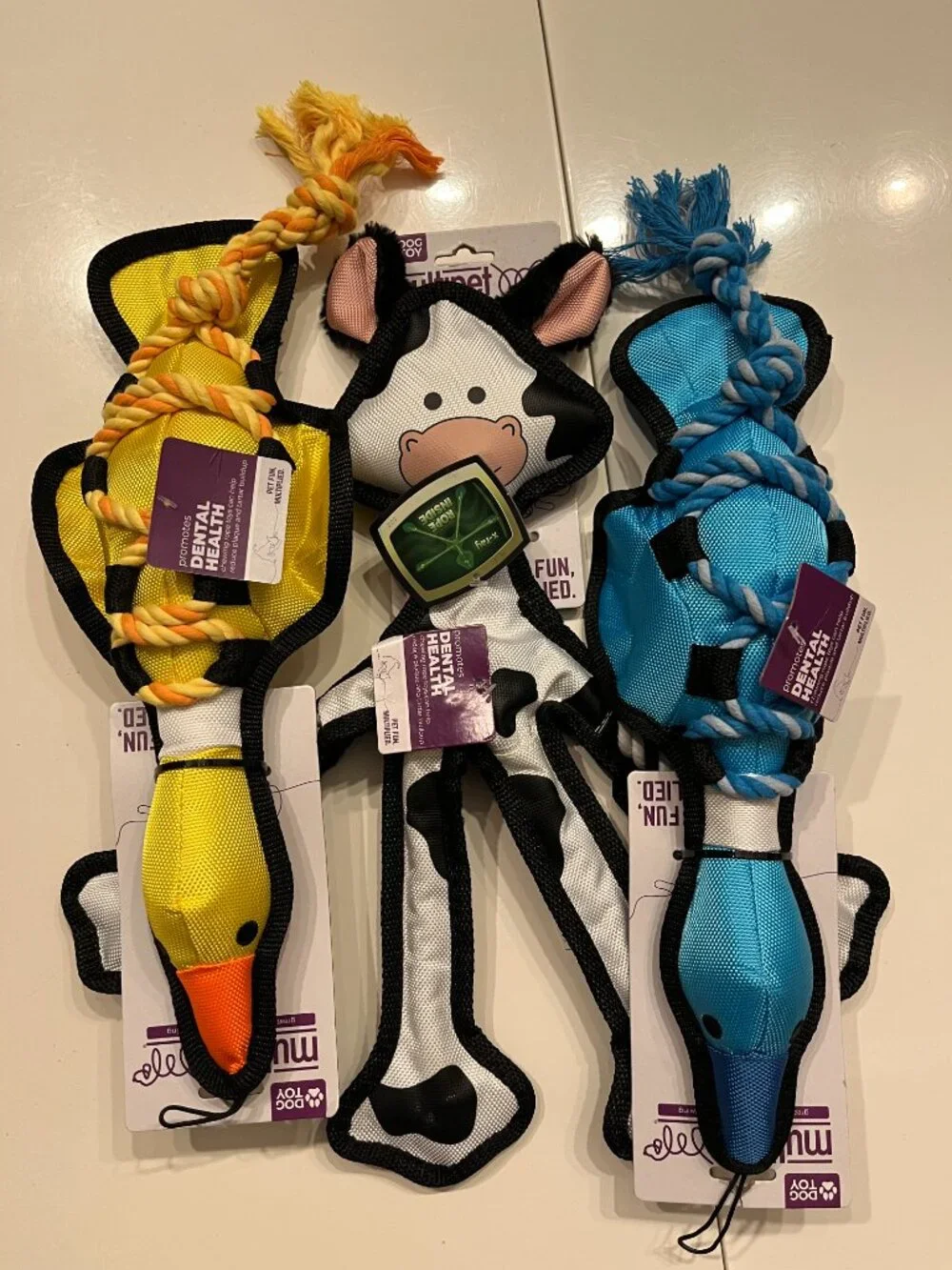 Dog Rope Toy Bundle Duck & Cow Tug Toys (Set of 3)